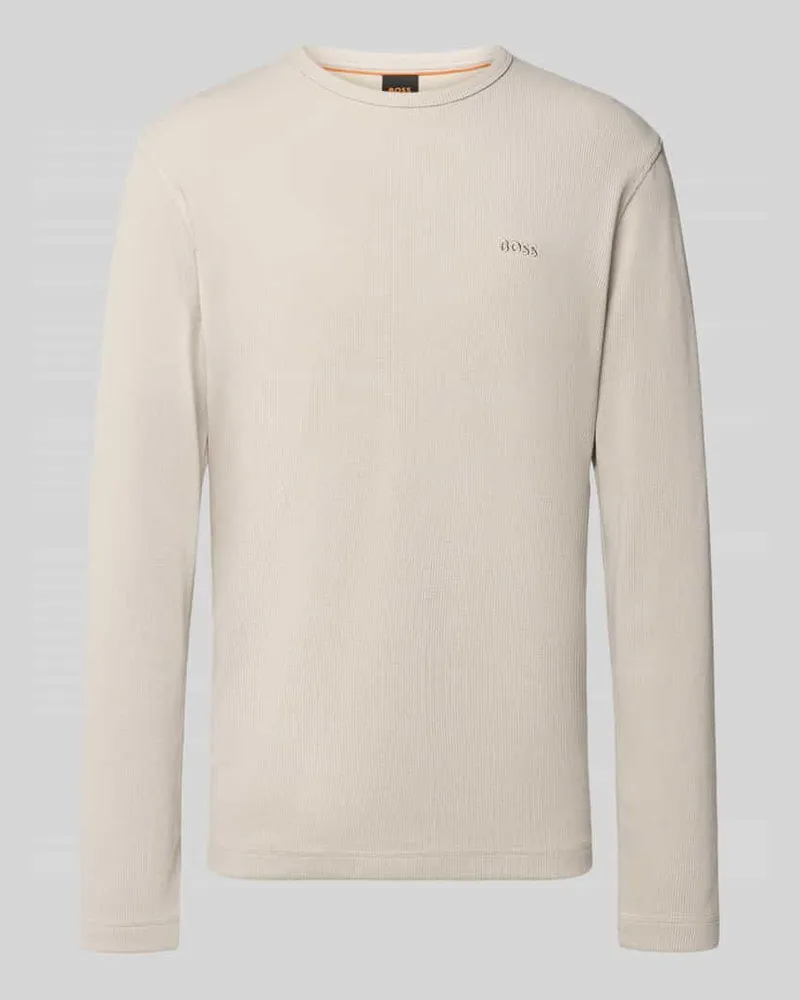 HUGO BOSS Regular Fit Langarmshirt mit Waffelstruktur Modell 'TEMPESTO Sand