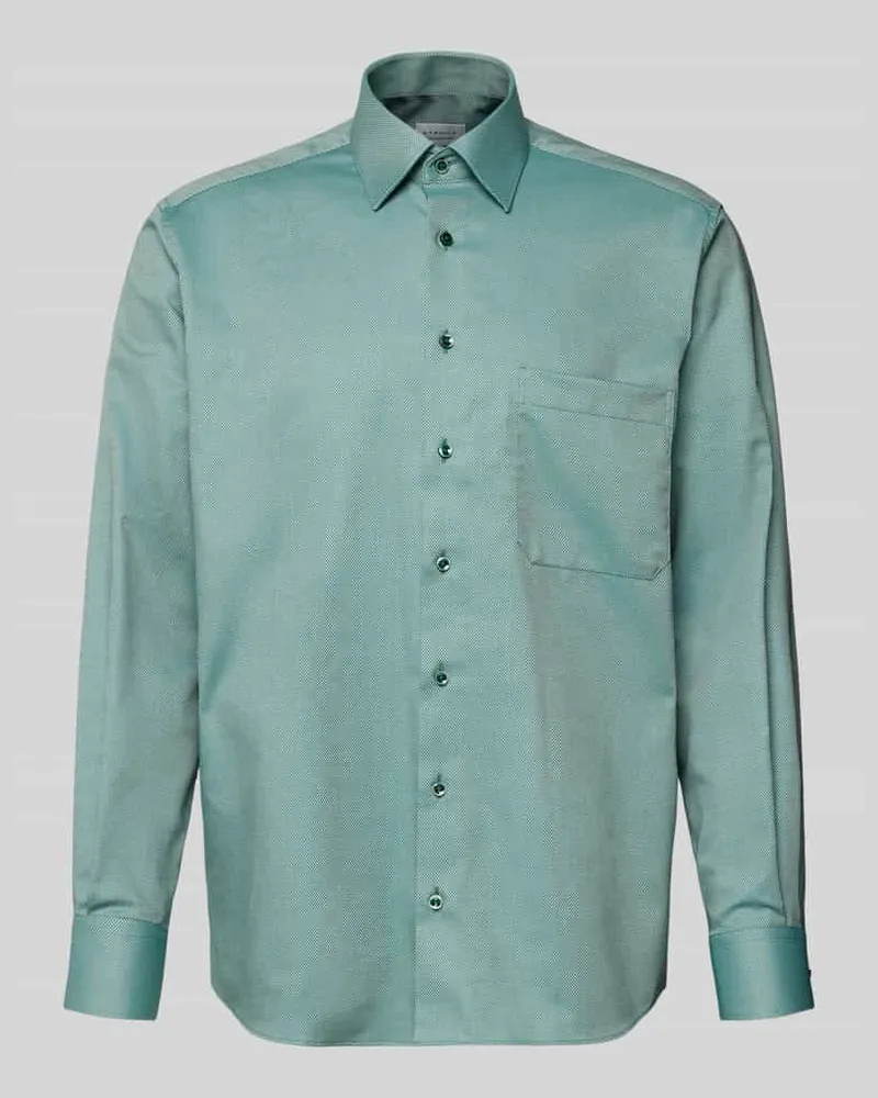 Eterna Comfort Fit Business-Hemd aus Baumwolle mit Kentkragen Gruen