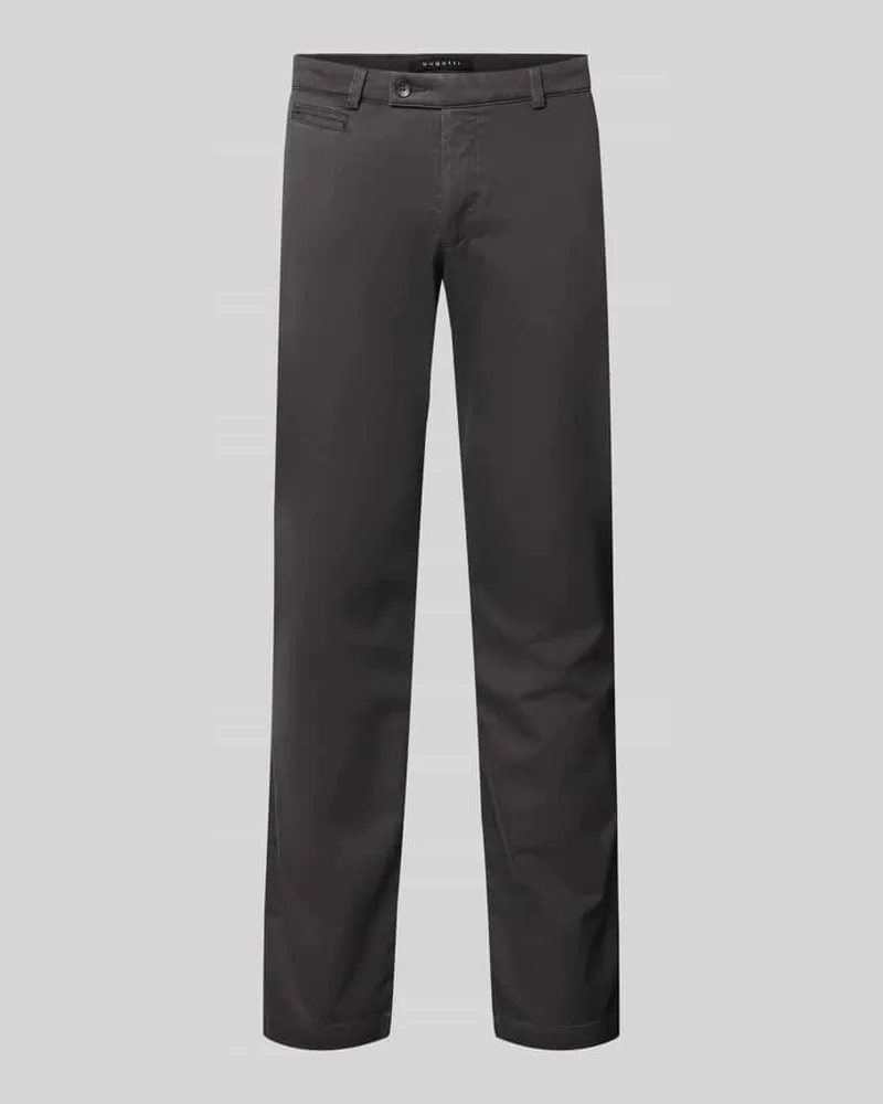 Bugatti Slim Fit Chino aus Baumwoll-Mix Anthrazit