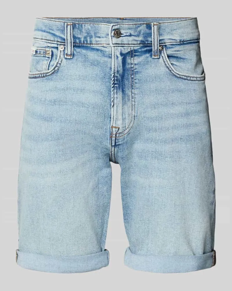 Calvin Klein Slim Fit Jeansshorts aus Baumwoll-Mix Modell 'ABNER Hellblau