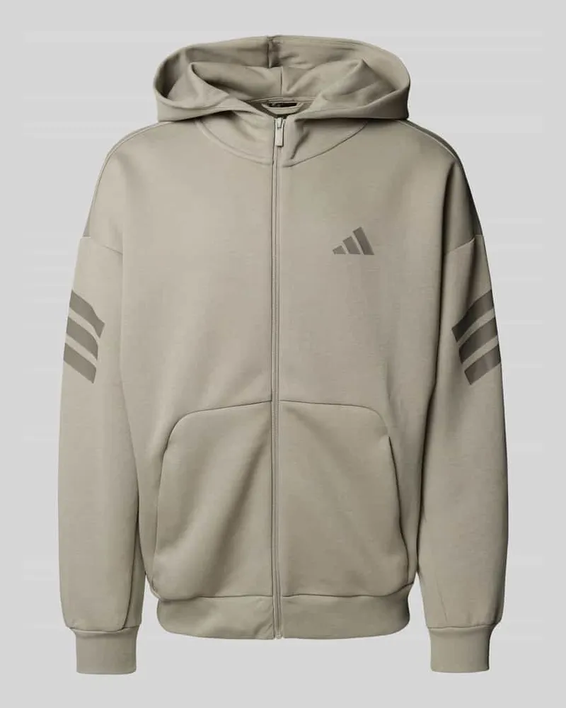 adidas Oversized Sweatjacke mit Label-Print Taupe