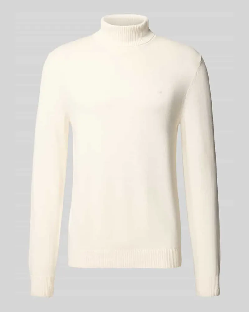 Christian Berg Slim Fit Pullover mit Woll-Anteil in Strick-Optik Offwhite