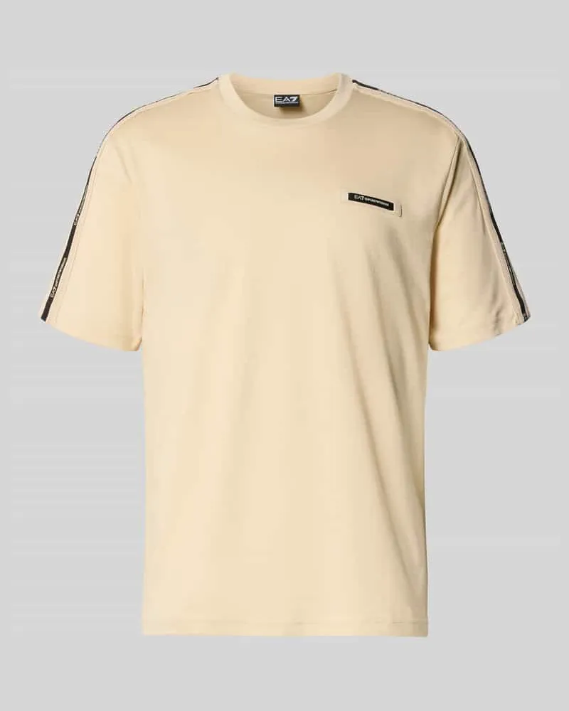 EA7 Regular Fit T-Shirt mit Logo-Patch Sand