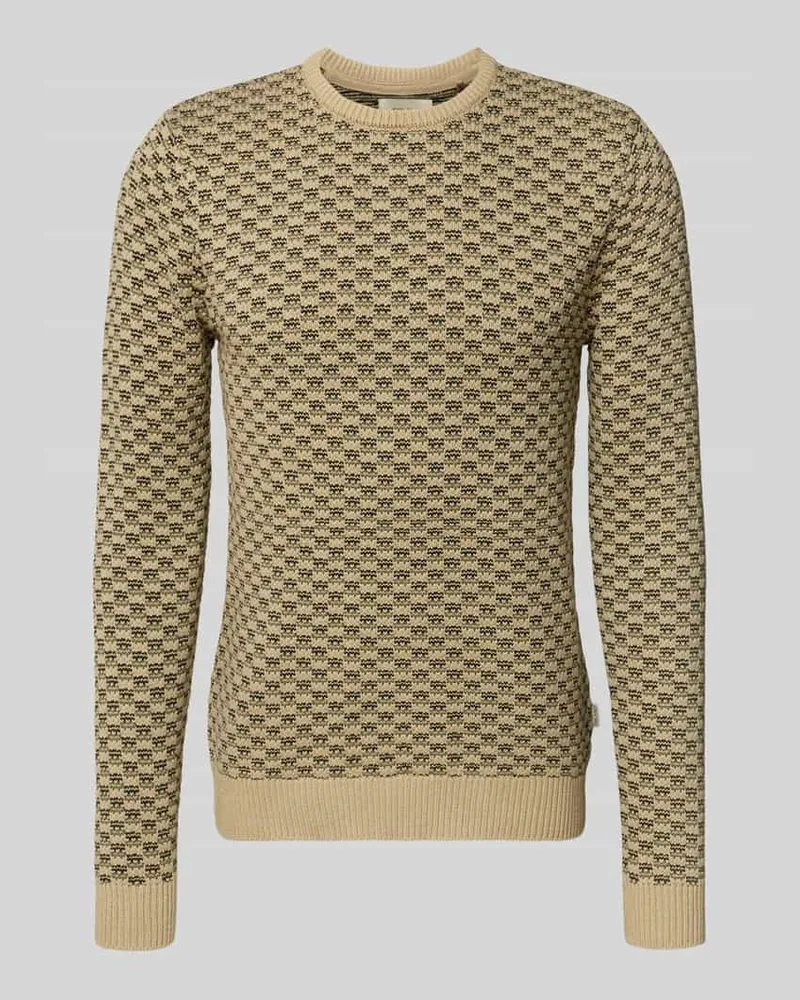 Blend Strickpullover mit gerippten Abschlüssen Modell 'BALEN Beige