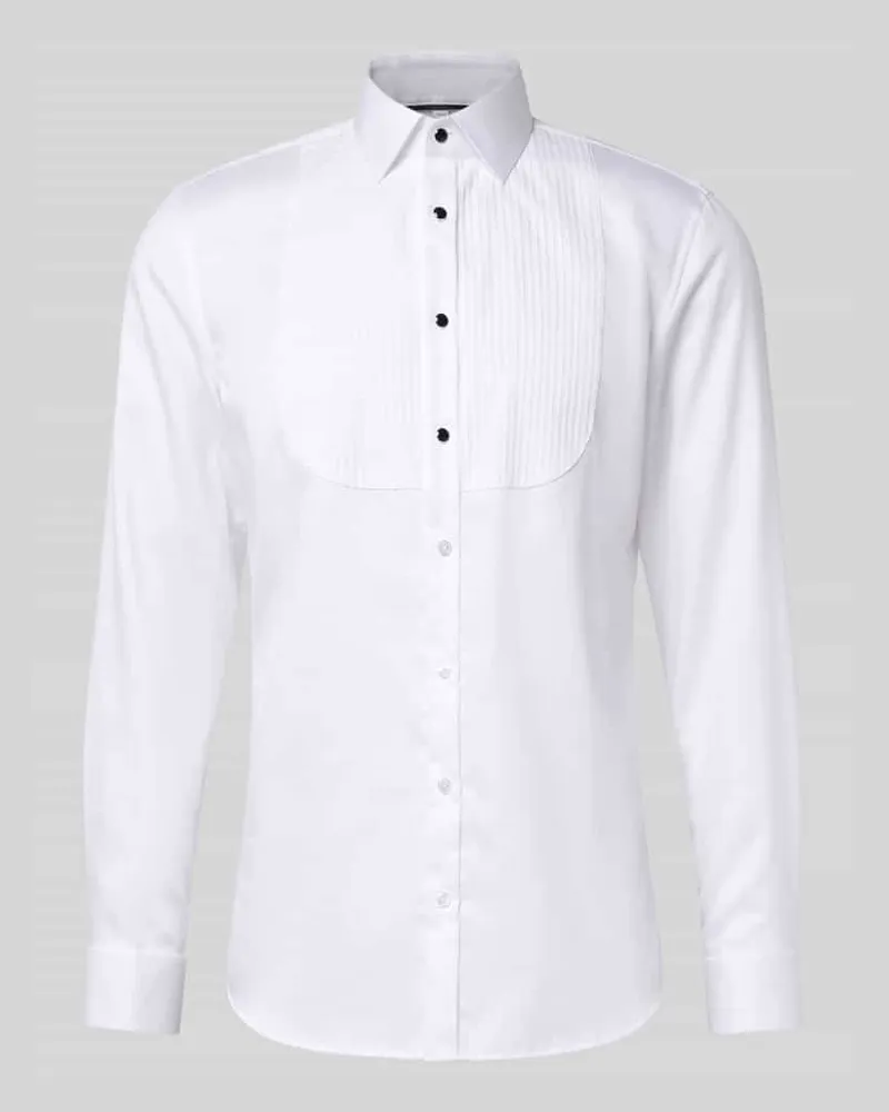 JAKE*S Super Slim Fit Smokinghemd mit Kentkragen Weiss