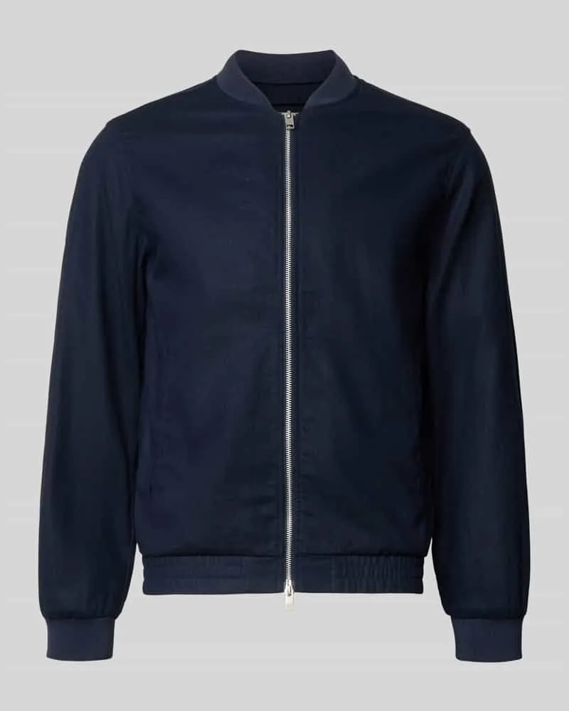 Jack & Jones Jacke aus Baumwoll-Leinen-Mix mit Zweiwege-Reißverschluss Marine