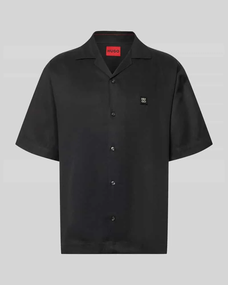 HUGO BOSS Relaxed Fit Freizeithemd aus reinem Lyocell Modell 'ESPINO Black