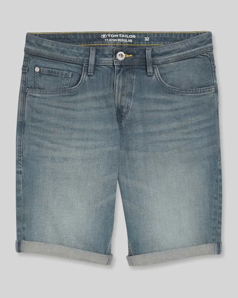Tom Tailor Regular Fit Jeans Bermudas aus Baumwoll-Mix Dunkelblau