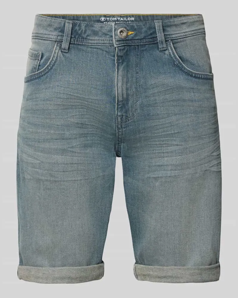 Tom Tailor Regular Fit Jeans Bermudas aus Baumwoll-Mix Dunkelblau