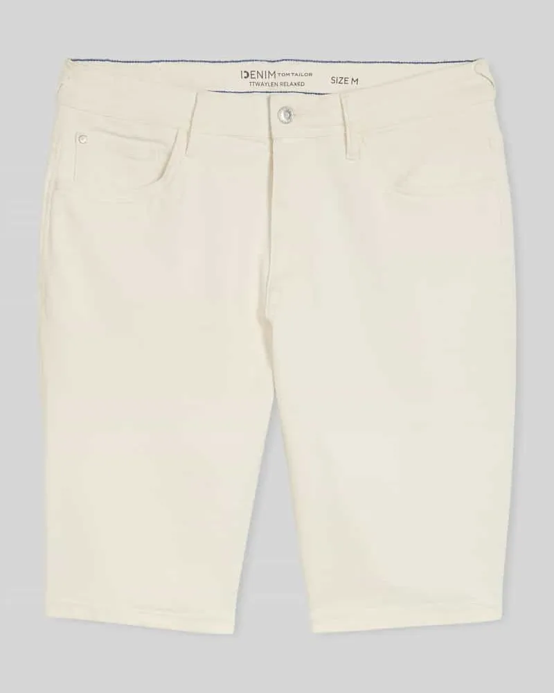 Tom Tailor Relaxed Fit Jeansshorts aus Baumwoll-Mix Offwhite