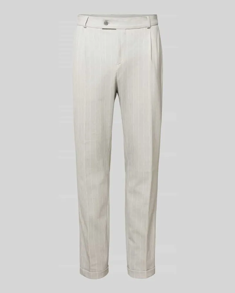 Zuitable Regular Fit Anzughose mit Bundfalten Modell 'DICLIFF Turn Up Beige
