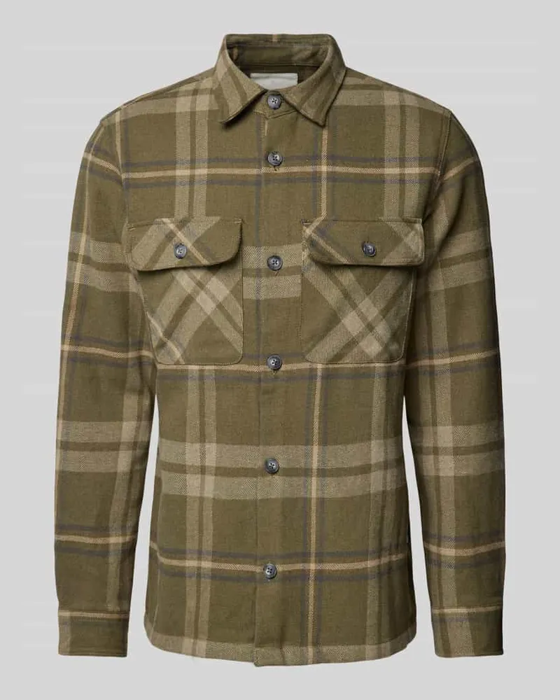 Jack & Jones Slim Fit Hemdjacke mit Kentkragen Modell 'RAYMOND Schilf