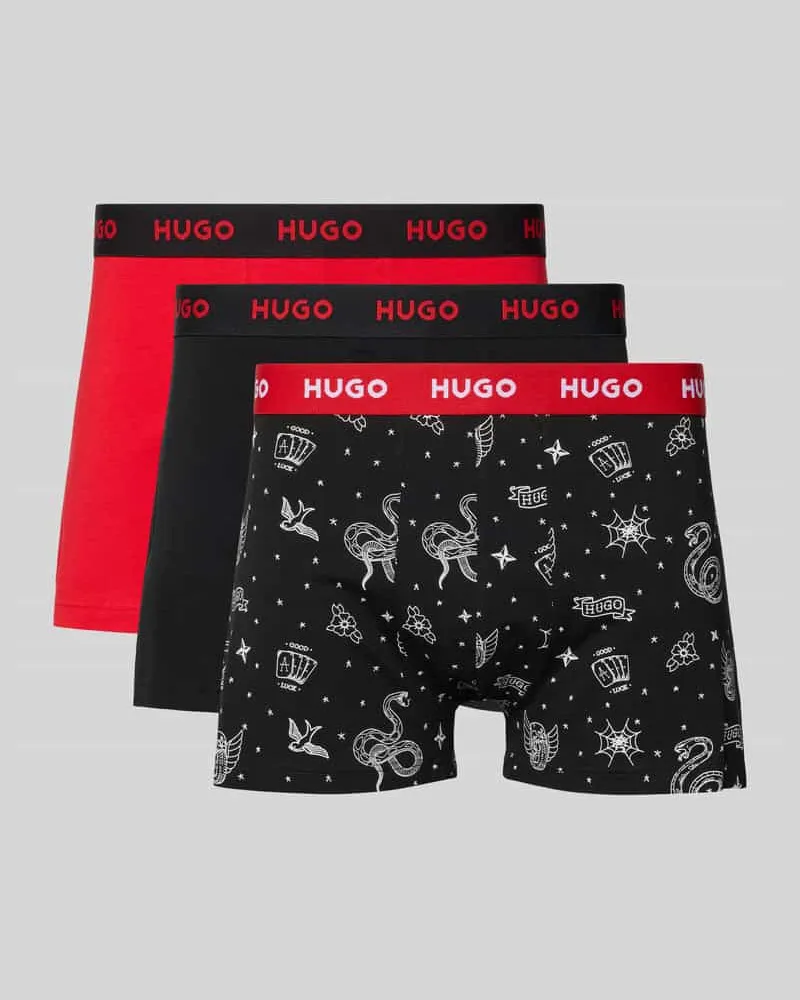 HUGO BOSS Slim Fit Trunks aus Baumwoll-Mix im 3er-Pack Modell 'TRUNK TRPLET DESIGN Rot