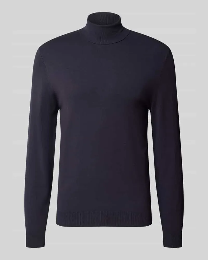McNeal Slim Fit Rollkragenpullover aus Viskose-Mix mit Rippbündchen Marine