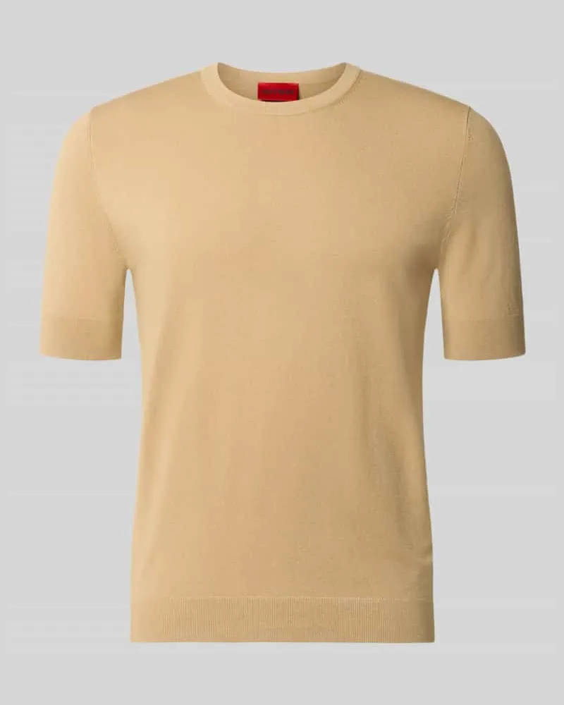HUGO BOSS Slim Fit T-Shirt aus Feinstrick Modell 'SAN CARL-CV Beige