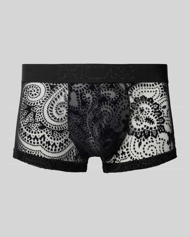 HOM Slim Fit Trunks in semitransparentem Design Modell 'Rhapsody Black