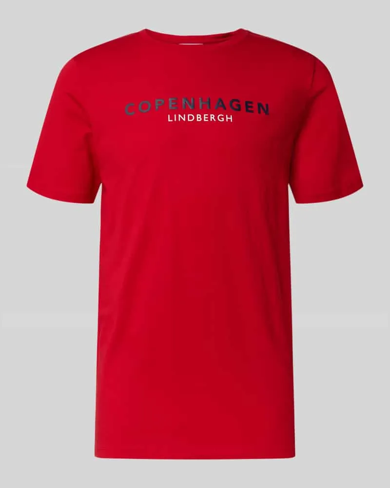 Lindbergh T-Shirt mit Label-Print Modell 'Copenhagen Rot