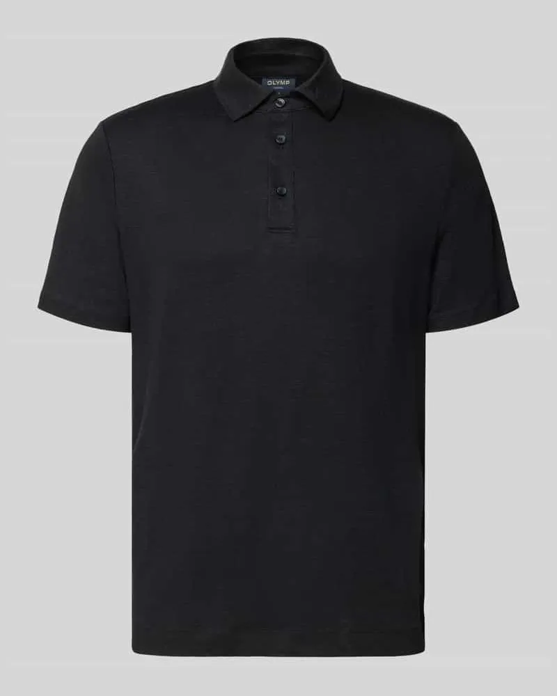 Olymp Regular Fit Poloshirt aus Leinen-Elasthan-Mix Black