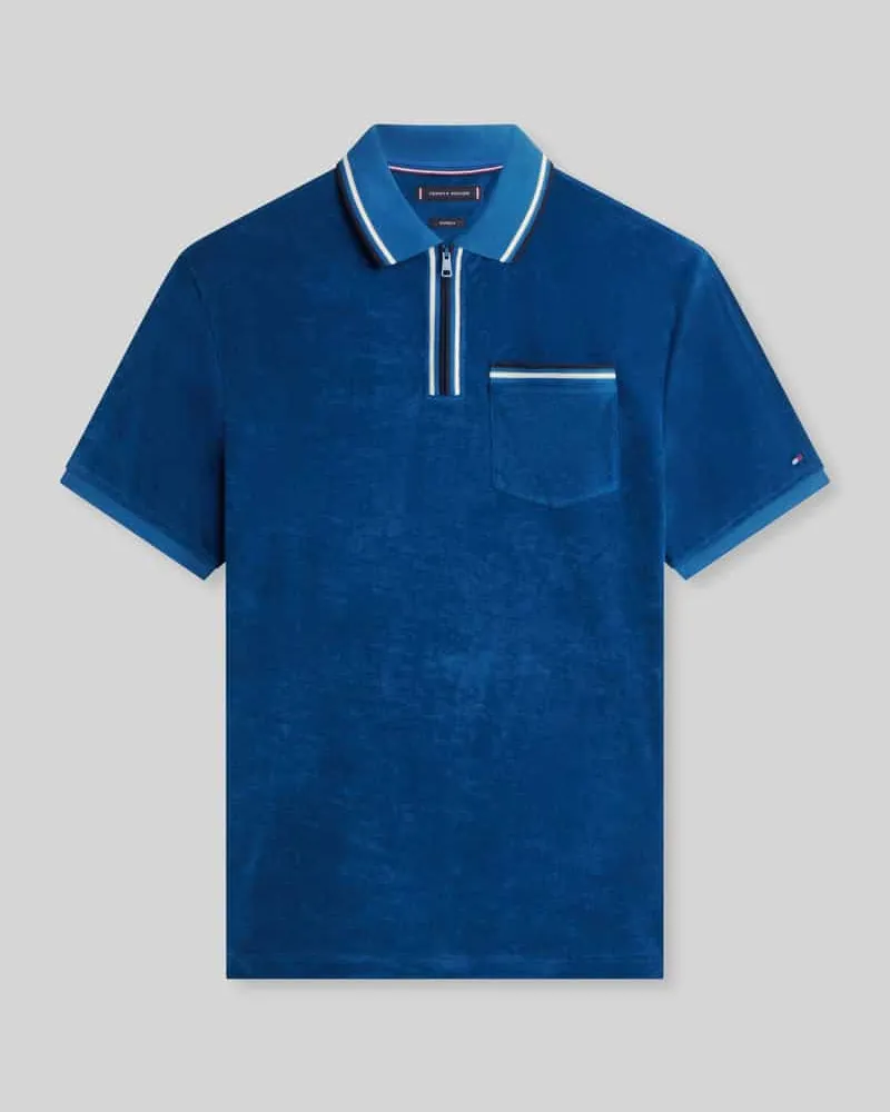 Tommy Hilfiger Regular Fit Poloshirt aus Frottee Dunkelblau
