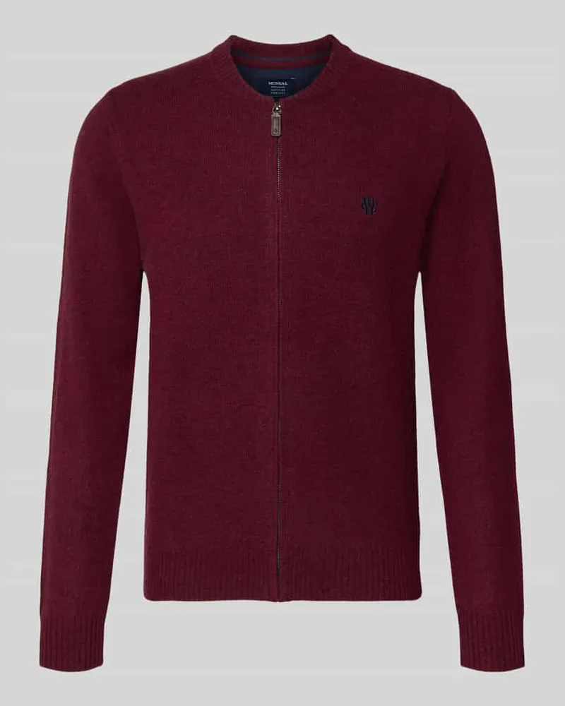 McNeal Regular Fit Strickjacke aus reiner Wolle mit Logo-Stickerei Dunkelrot