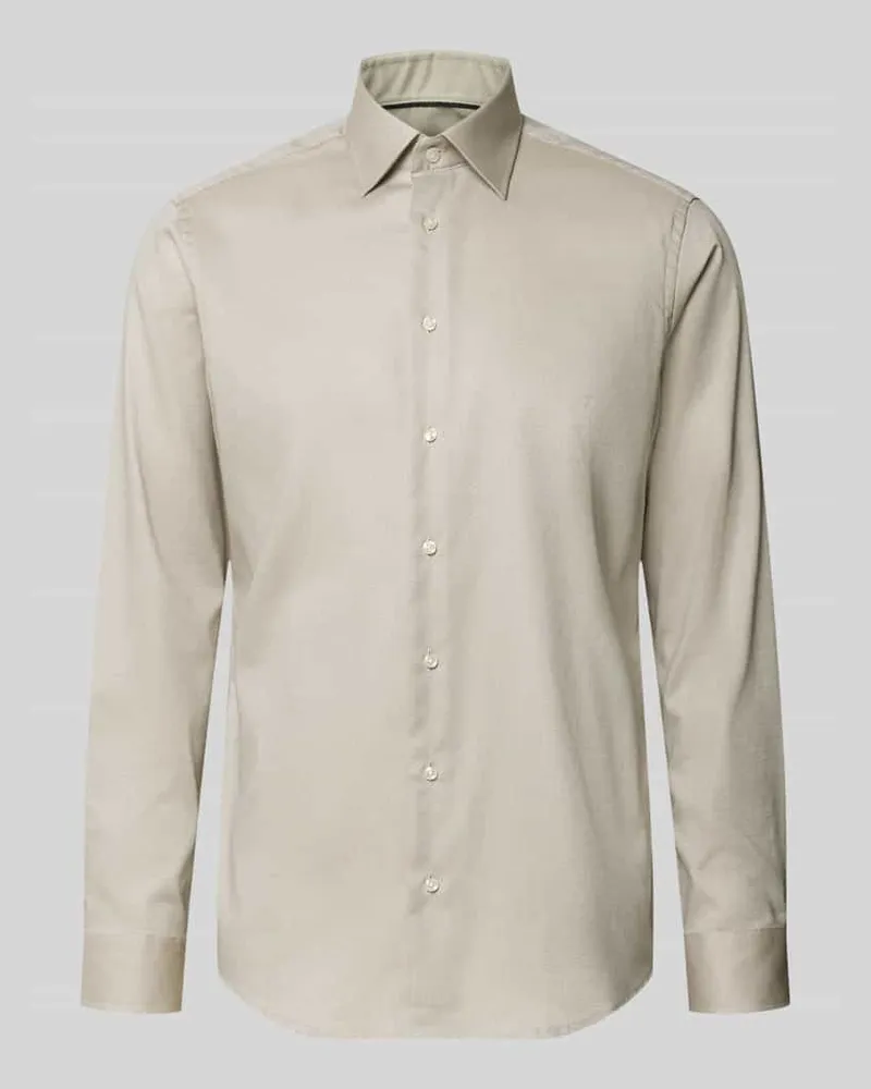 Christian Berg Regular Fit Business-Hemd mit Kentkragen Taupe