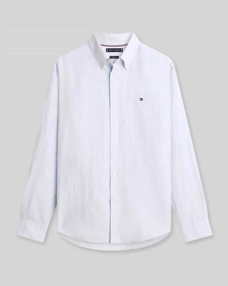 Tommy Hilfiger Regular Fit Freizeithemd aus Baumwoll-Leinen-Mix Bleu