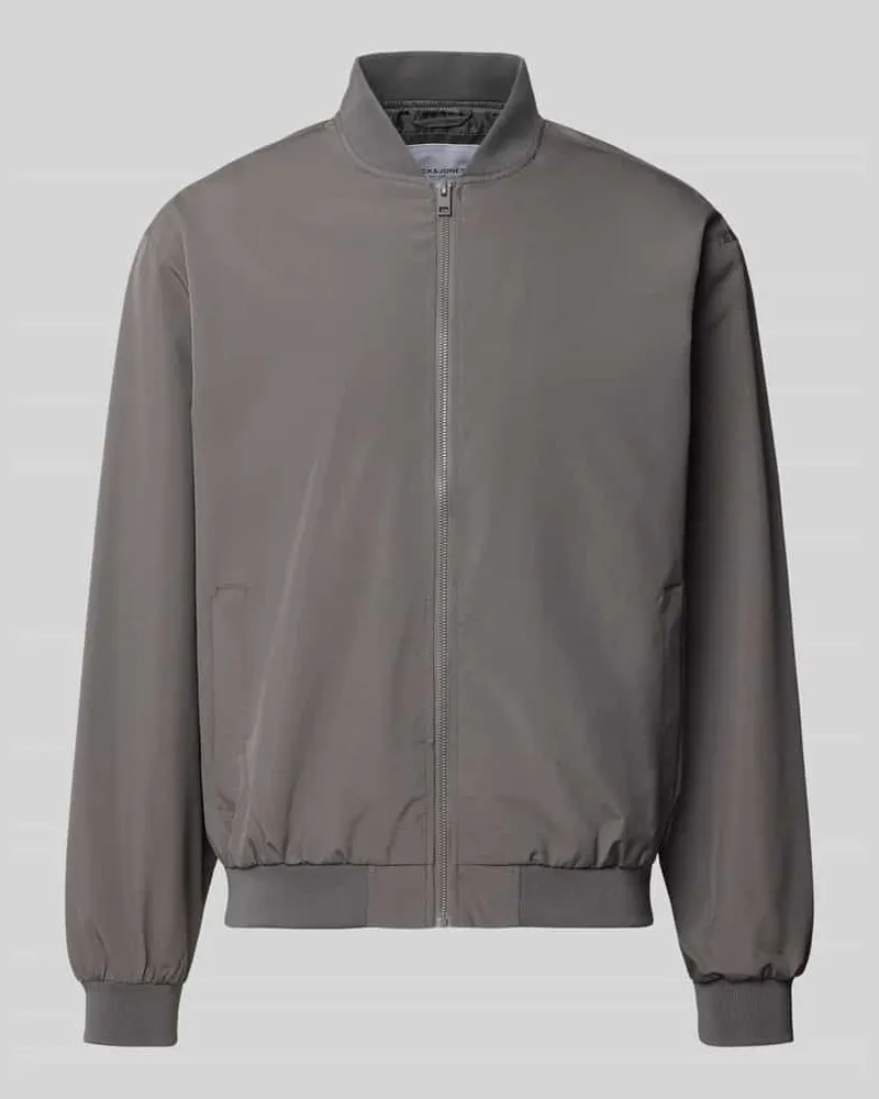 Jack & Jones Bomberjacke mit seitlichen Eingrifftaschen Modell 'CHARGE Mittelgrau