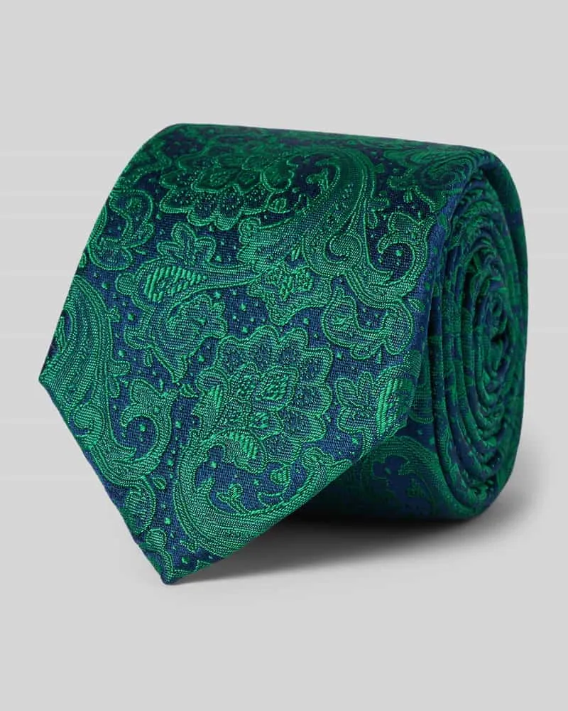 Monti Seidenkrawatte mit Paisley-Muster Gruen