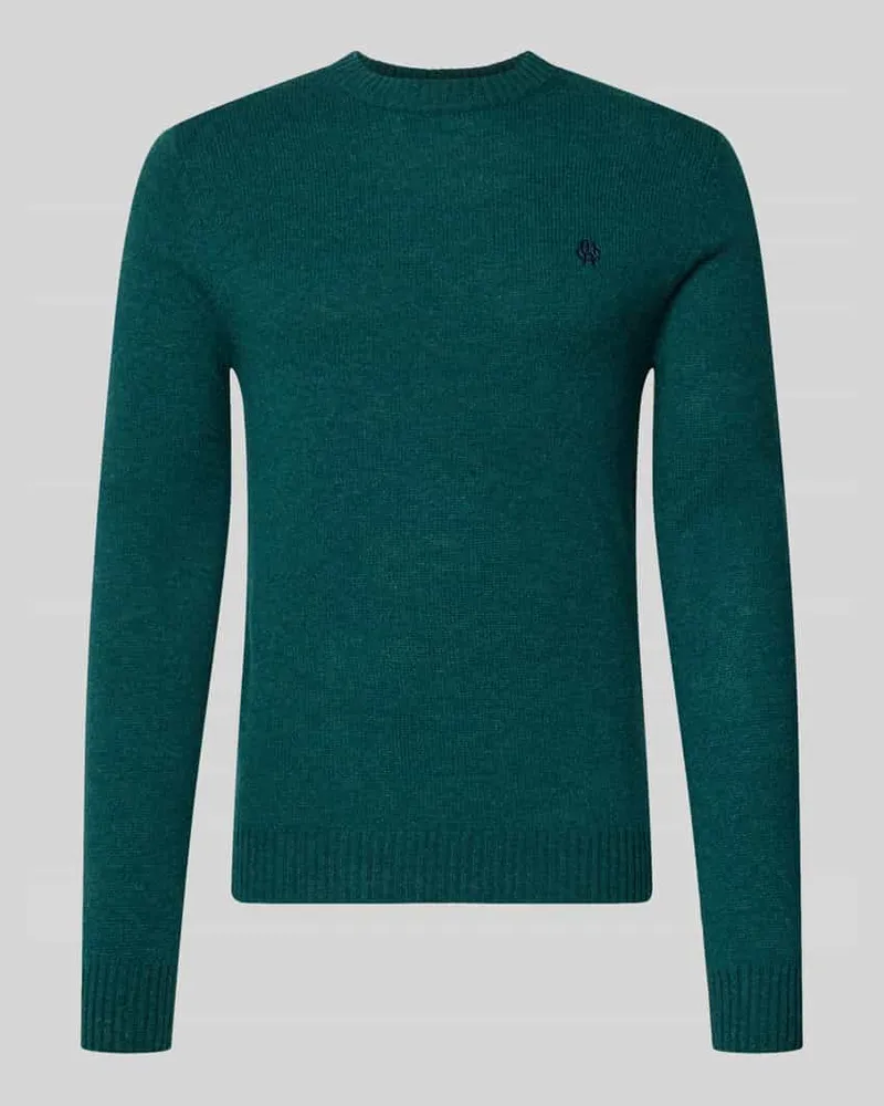 McNeal Slim Fit Strickpullover aus reiner Wolle mit Label-Stitching Neon