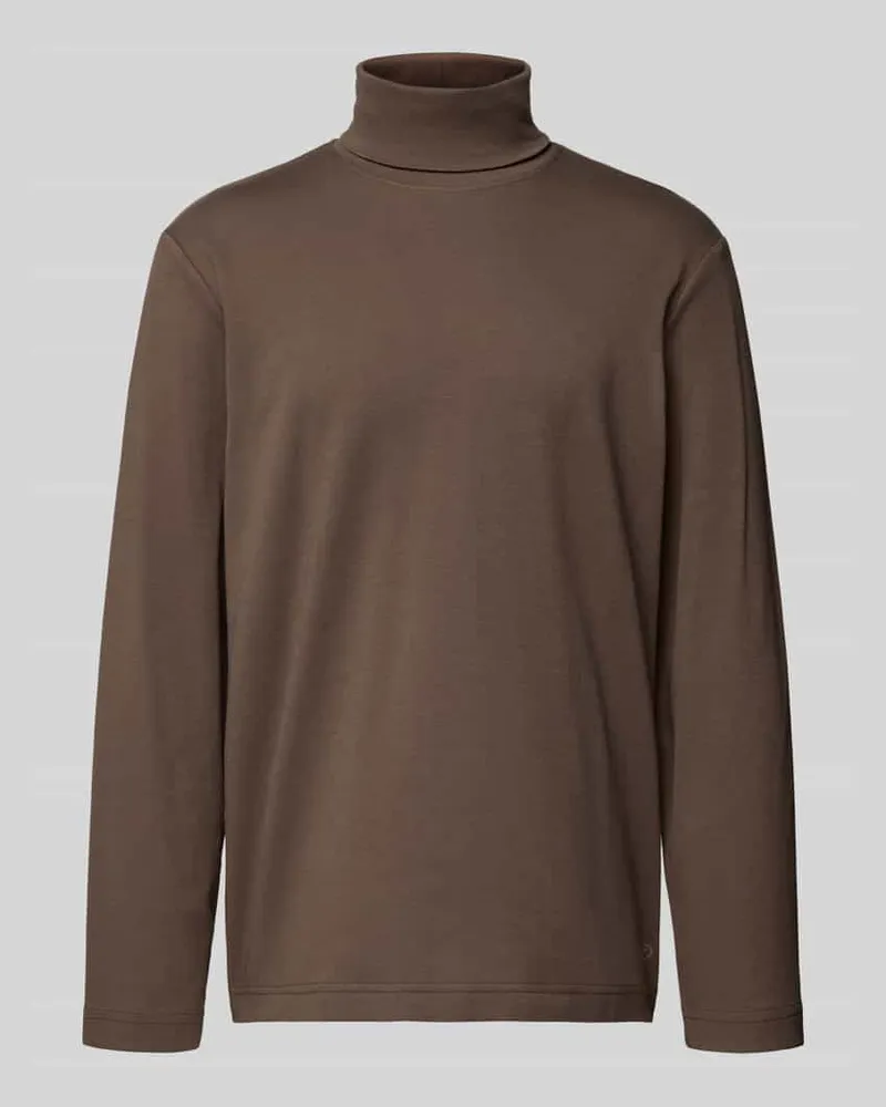 Tom Tailor Regular Fit Rollkragenpullover aus Baumwoll-Mix Mittelbraun