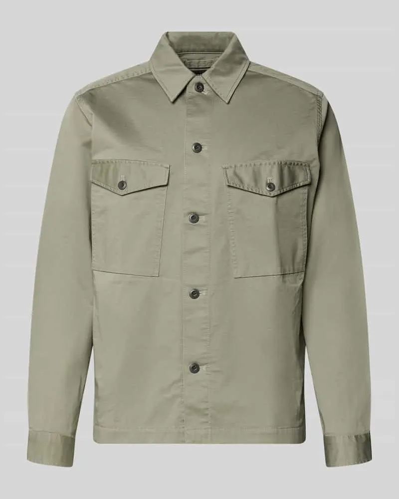G-STAR RAW Hemdjacke mit Kentkragen und Brusttaschen Oliv