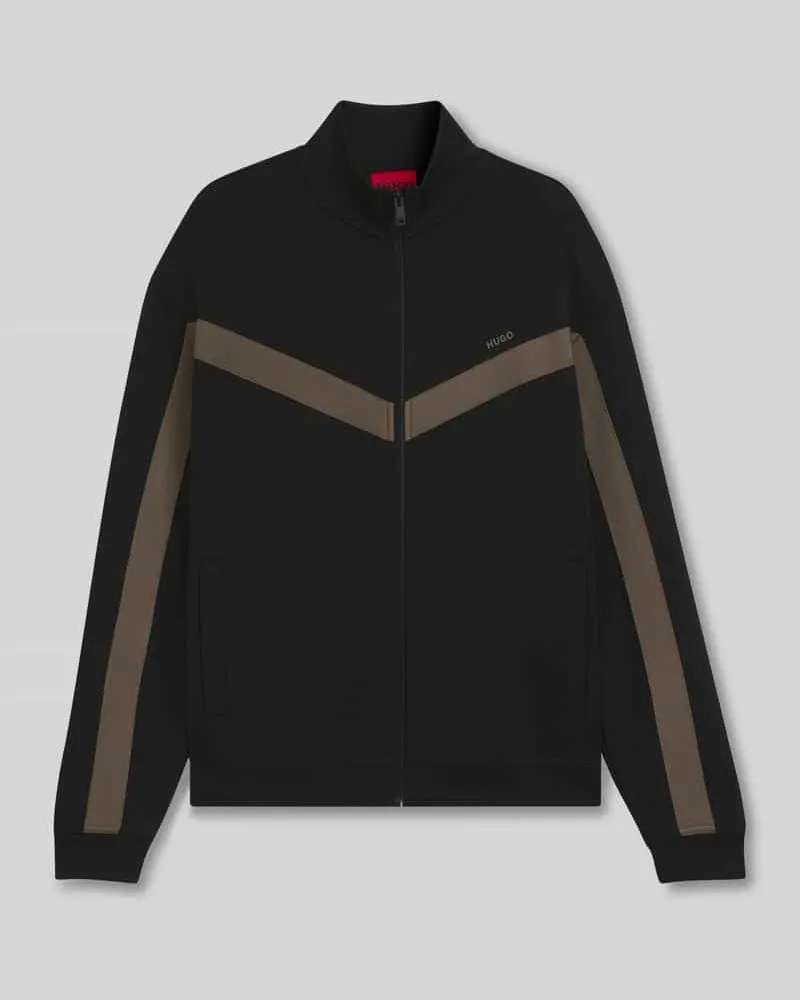 HUGO BOSS Relaxed Fit Sweatjacke mit Chevron-Tape Modell 'DARTI Black