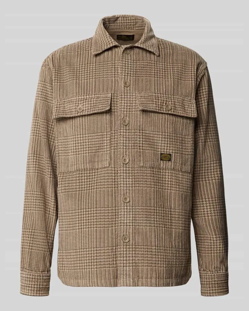 Jack & Jones Regular Fit Hemdjacke im Allover-Look Modell 'OLIVER Taupe