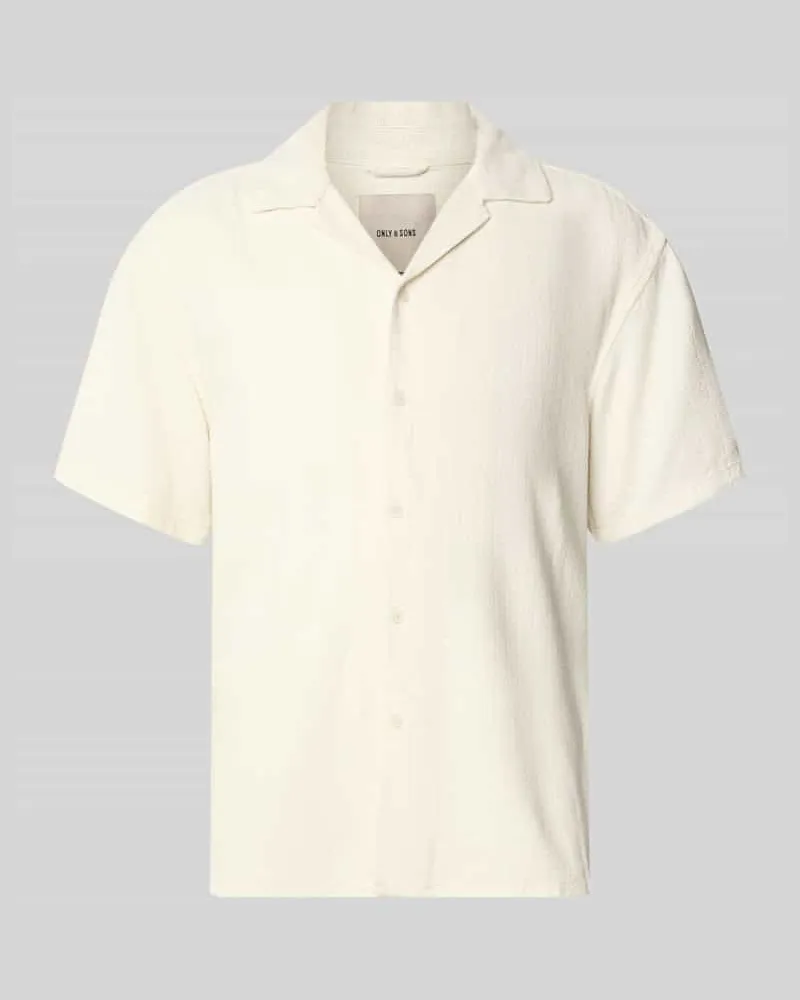 Only & Sons Regular Fit Freizeithemd aus Viskose-Leinen-Mix Modell 'LATHAM Offwhite
