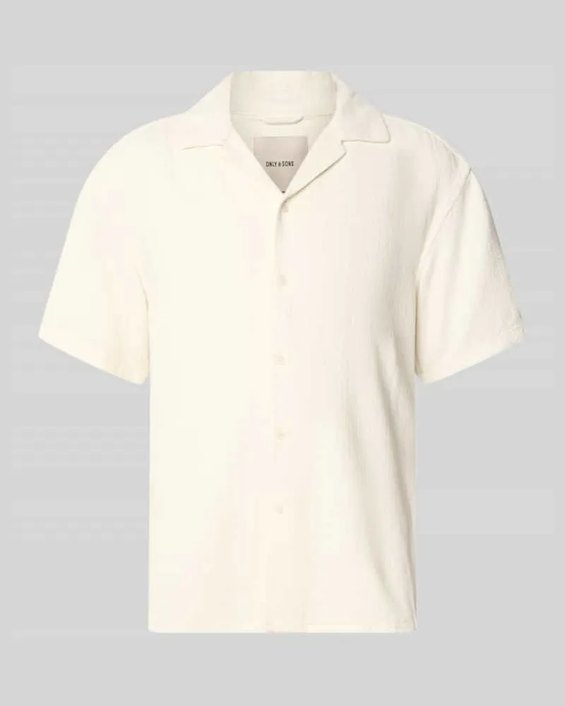 Only & Sons Regular Fit Freizeithemd aus Viskose-Leinen-Mix Modell 'LATHAM Offwhite
