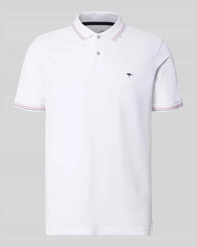 Fynch-Hatton Regular Fit Poloshirt mit Label-Stitching Weiss