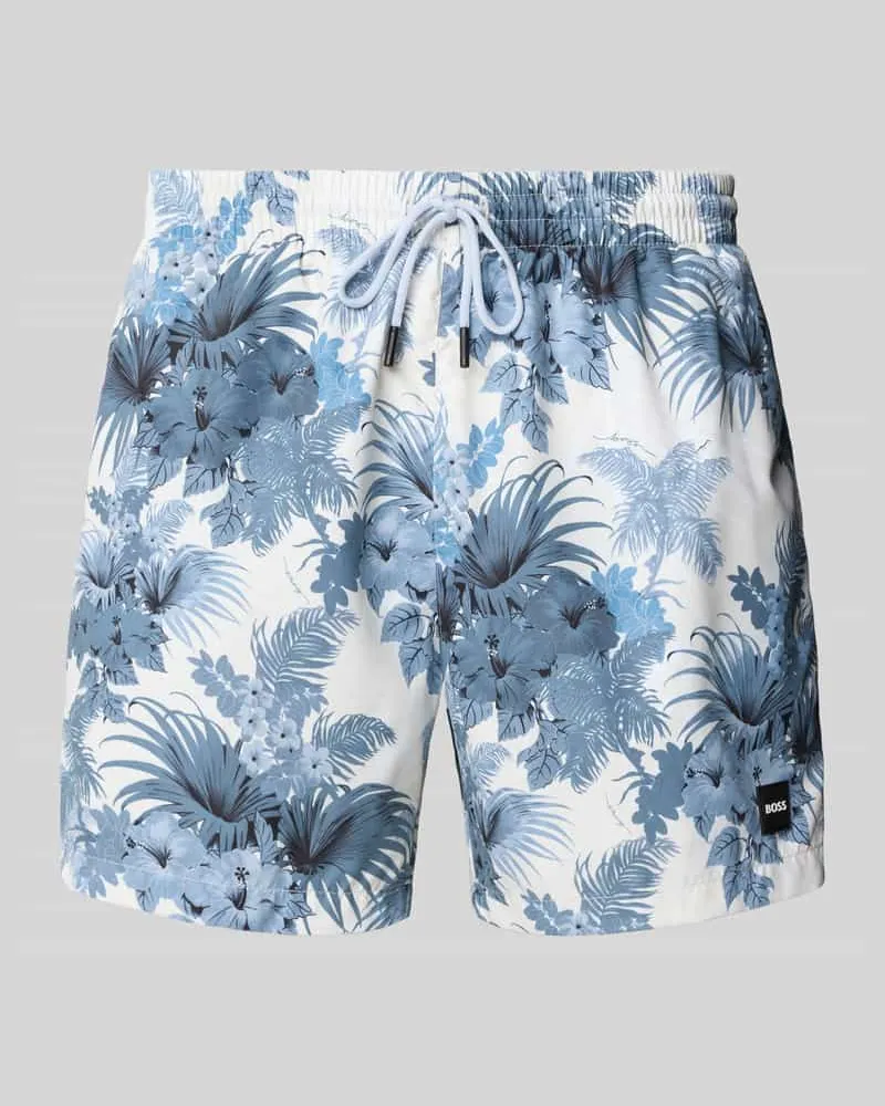 HUGO BOSS Regular Fit Badeshorts mit Mesheinsatz 