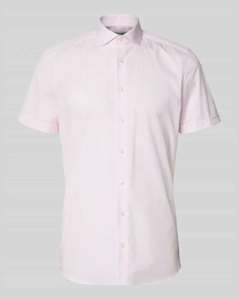 Olymp Slim Fit Business-Hemd mit Blockstreifen und Kentkragen Rosa
