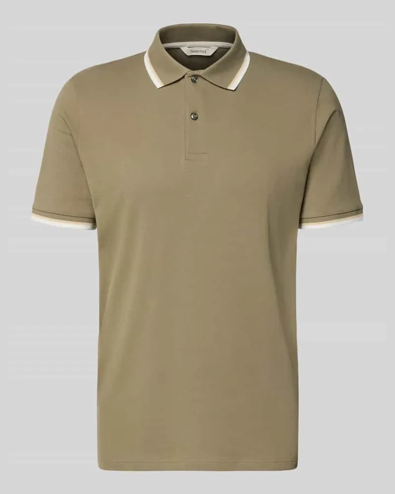 Selected Homme Slim Fit Poloshirt aus Bio-Baumwoll-Mix Modell 'SLIM ATLAS SPORT Oliv