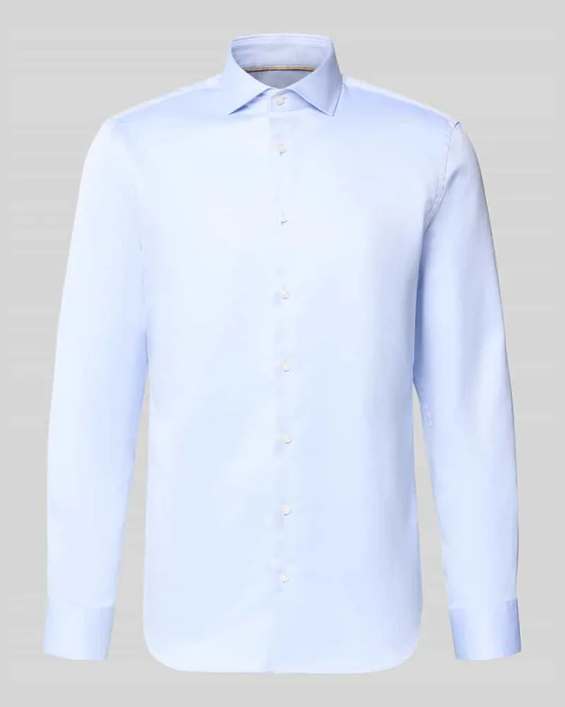 JAKE*S Slim Fit Businesshemd aus reiner Baumwolle Bleu