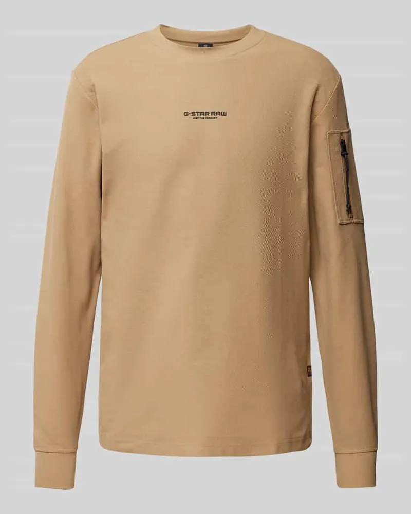 G-STAR RAW Strickpullover mit Label-Schriftzug Modell 'tweeter Beige