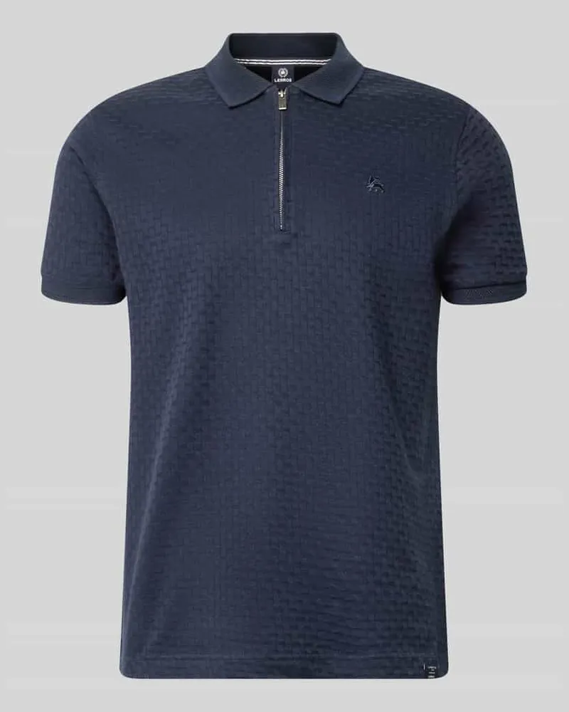 Lerros Regular Fit Poloshirt mit kurzem Reißverschluss Marine