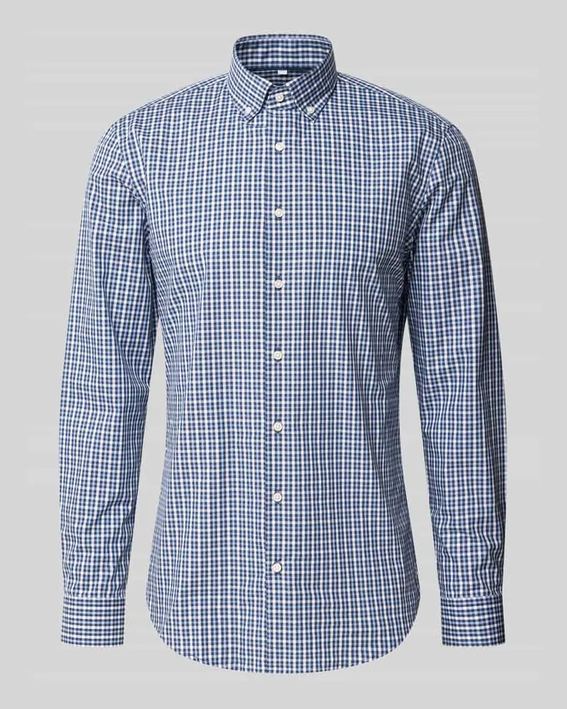 JAKE*S Slim Fit Businesshemd aus reiner Baumwolle Bleu