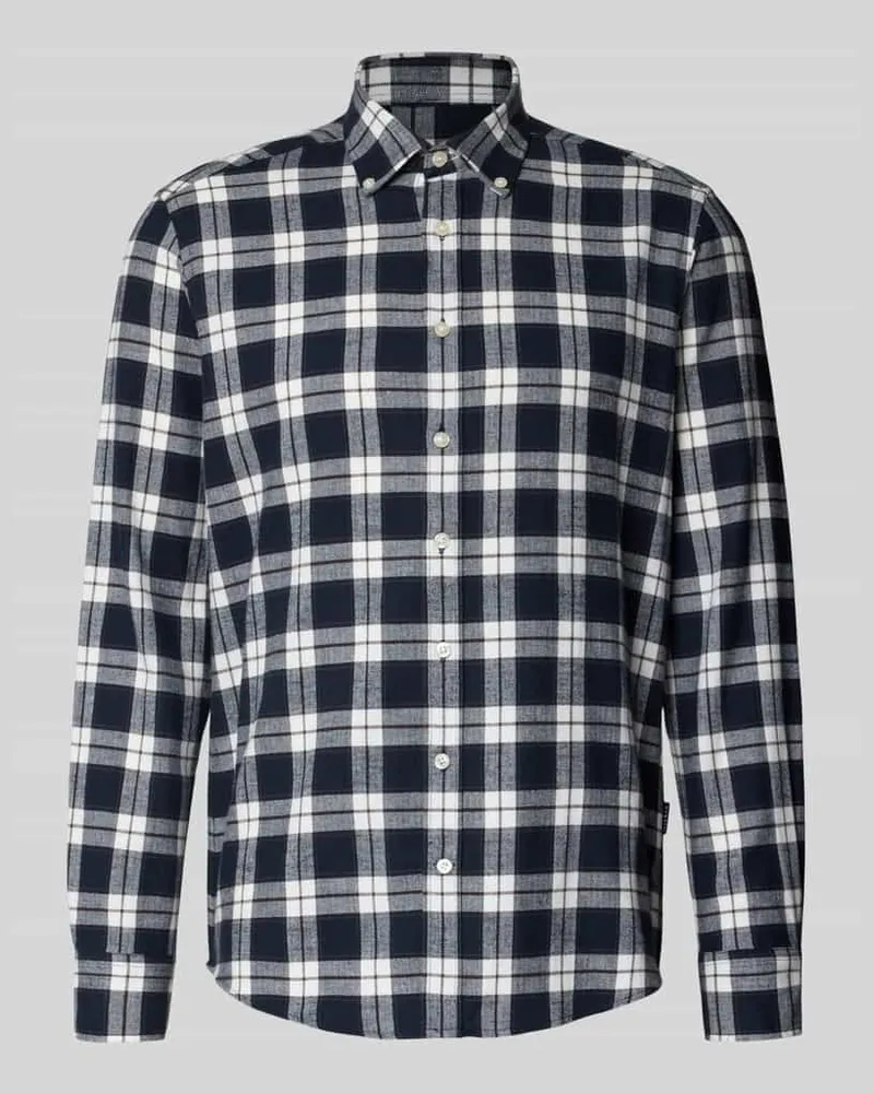 Bugatti Regular Fit Freizeithemd mit Button-Down-Kragen Marine