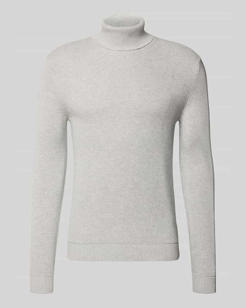 Selected Homme Regular Fit Rollkragenpullover aus reiner Baumwolle Modell 'DANE Hellgrau