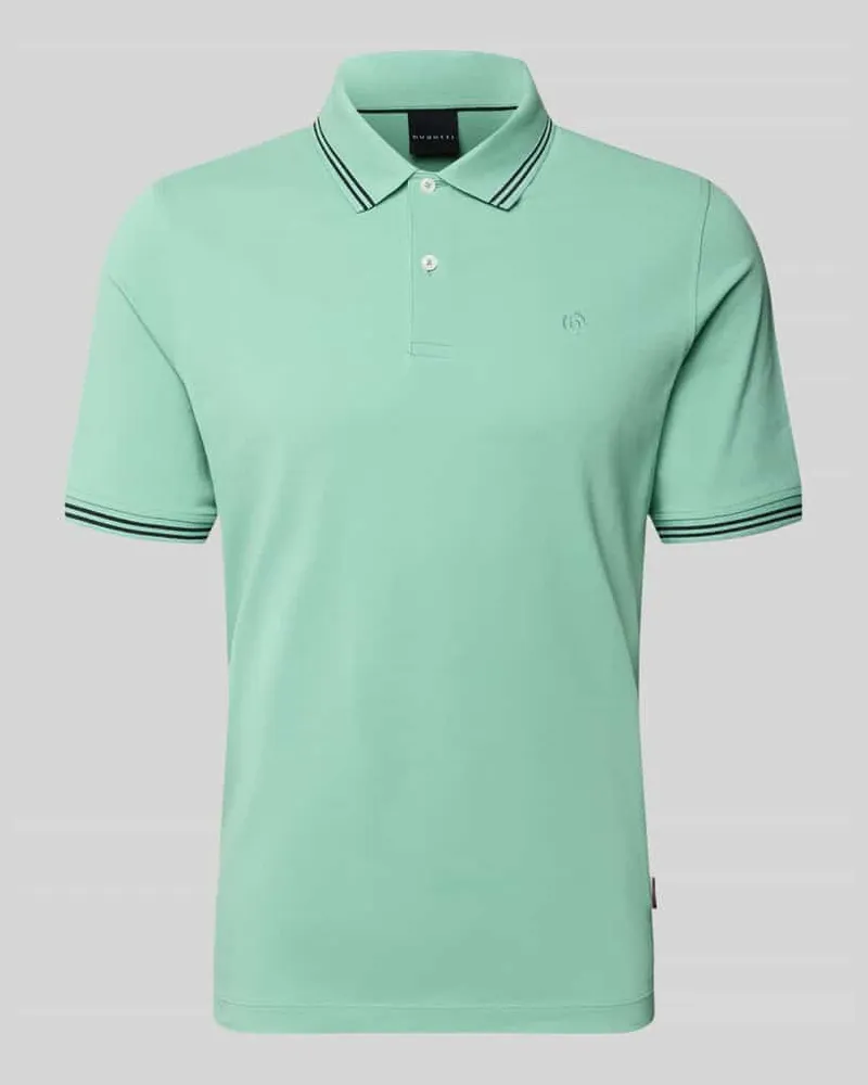 Bugatti Slim Fit Poloshirt mit Label-Stitching Mint