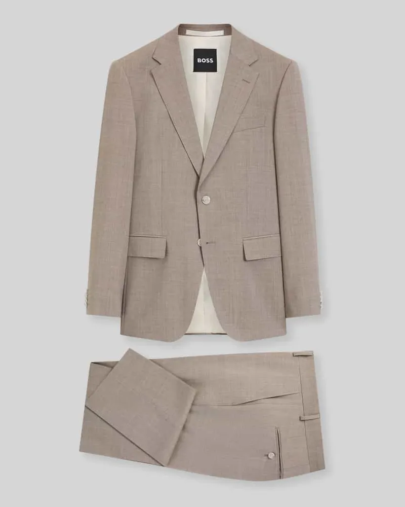 HUGO BOSS Slim Fit Anzug aus reiner Schurwolle Modell 'H-HUGE-2PCS-263 Beige