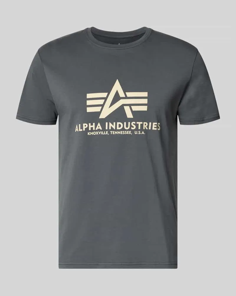 Alpha Industries T-Shirt mit Logo und Rundhalsausschnitt Anthrazit