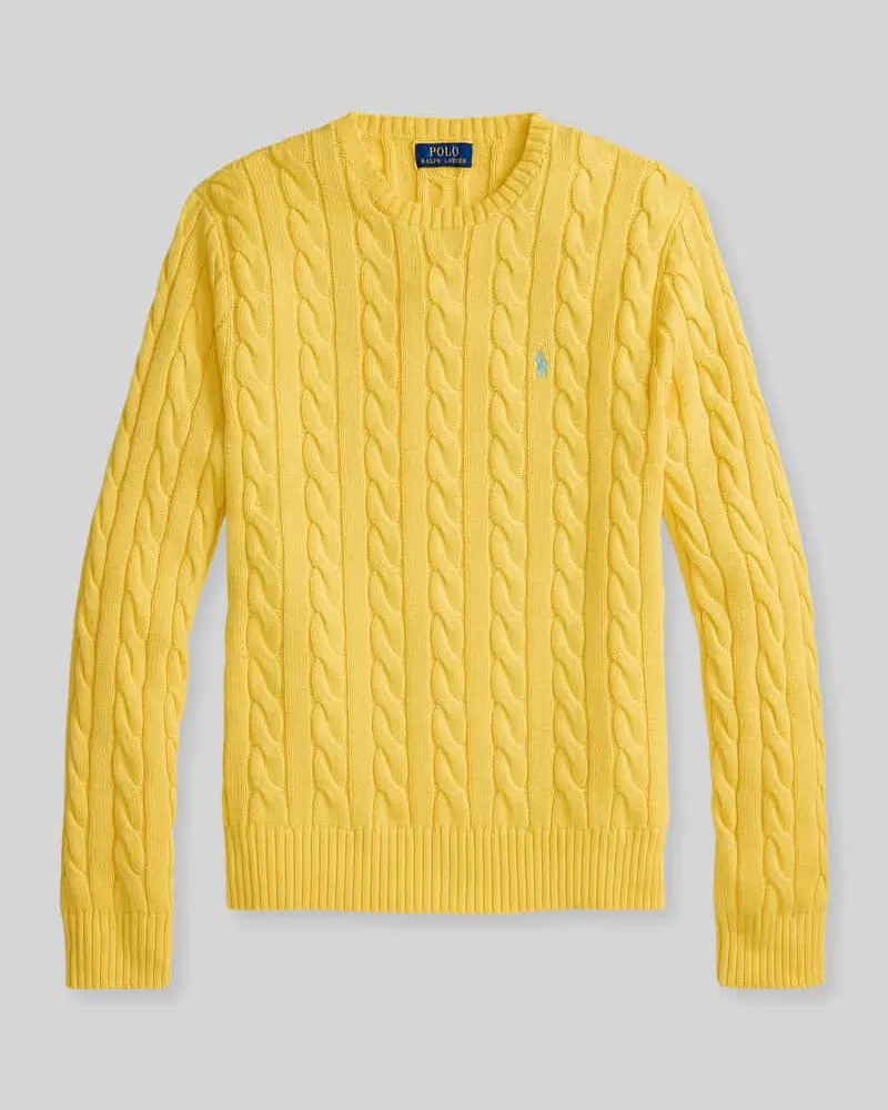 Ralph Lauren Regular Fit Strickpullover aus reiner Baumwolle Gelb