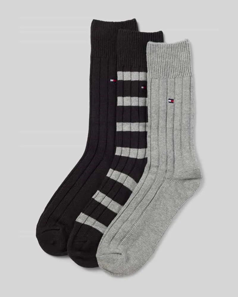 Tommy Hilfiger Socken aus Baumwoll-Mix in 3er Pack Black